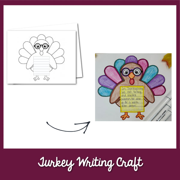 Turkey Writing Craft for Kids Printable Template