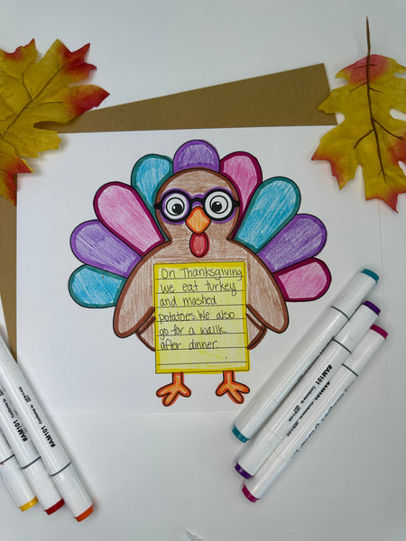 Turkey Writing Craft for Kids Printable Template