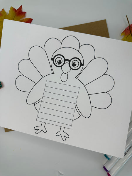 Turkey Writing Craft for Kids Printable Template