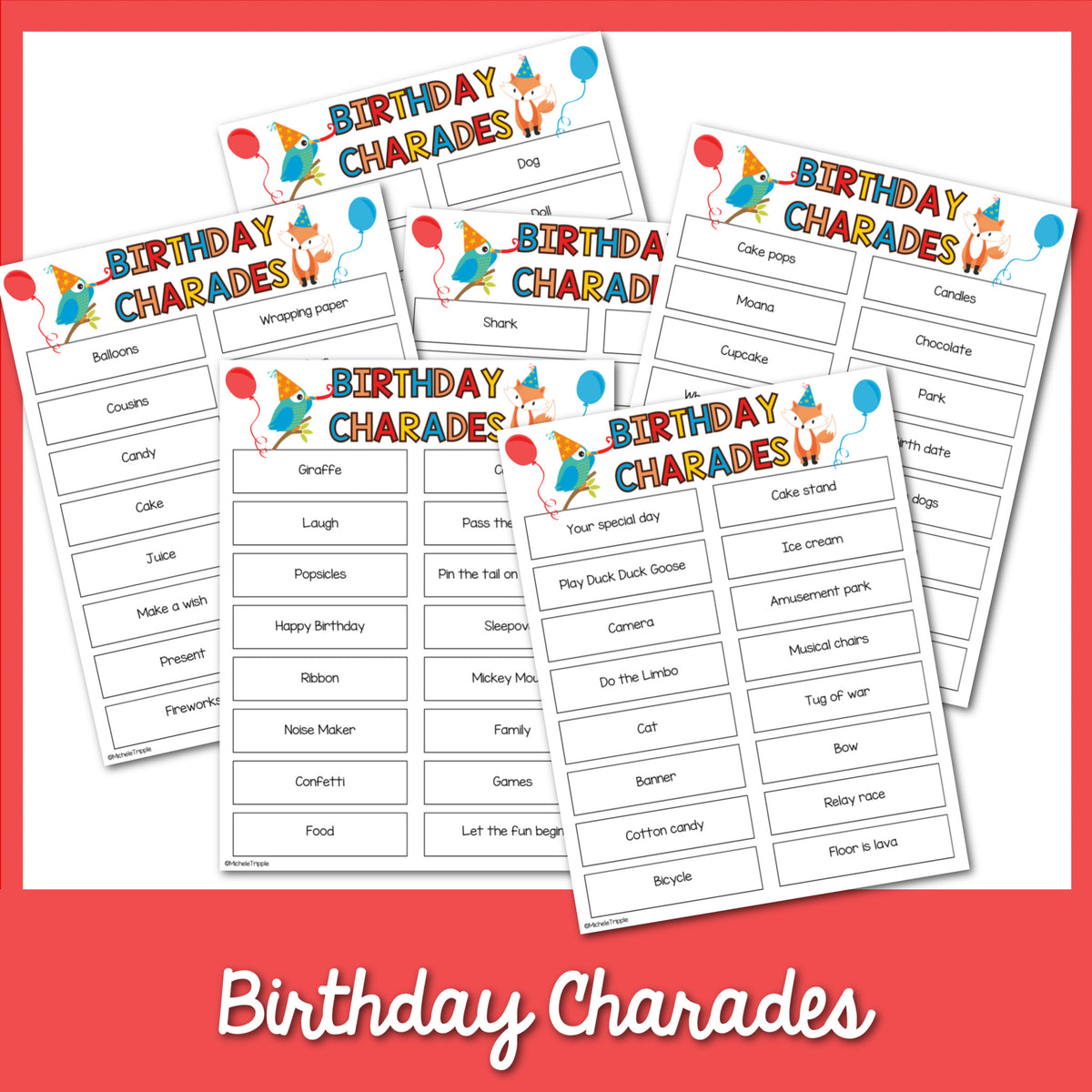 Birthday Charades Printable – MicheleTripple