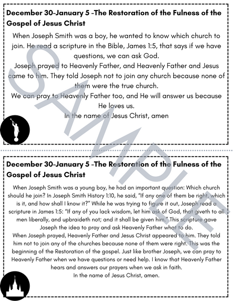 Come Follow Me Doctrine and Covenants Primary Talks