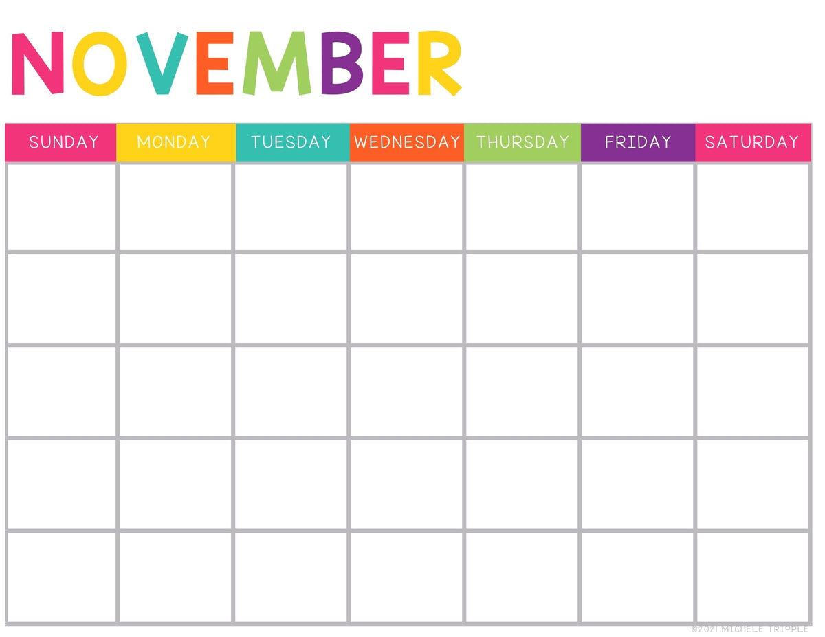 Blank Printable Calendars MicheleTripple
