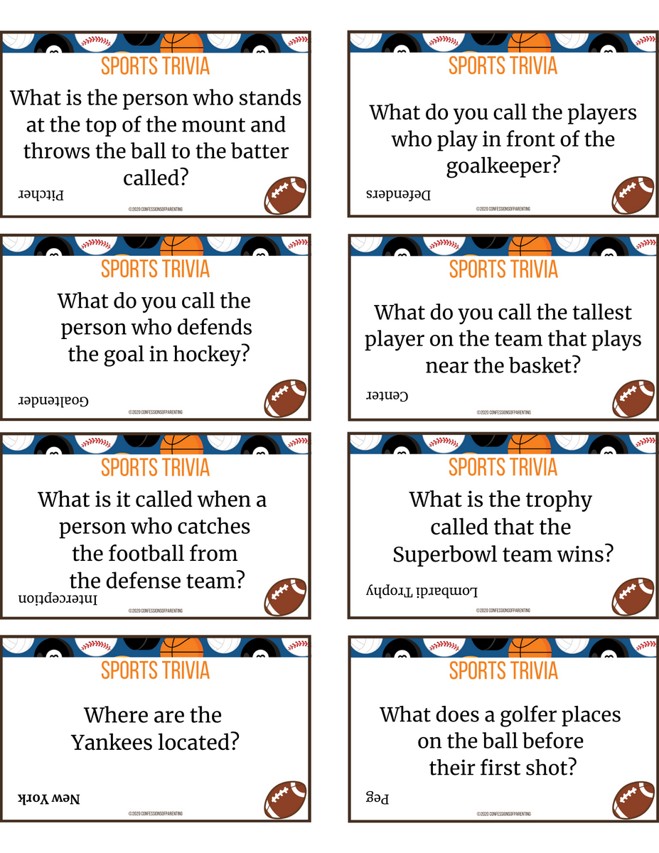 48 Football Trivia for Kids Printable Cards – MicheleTripple