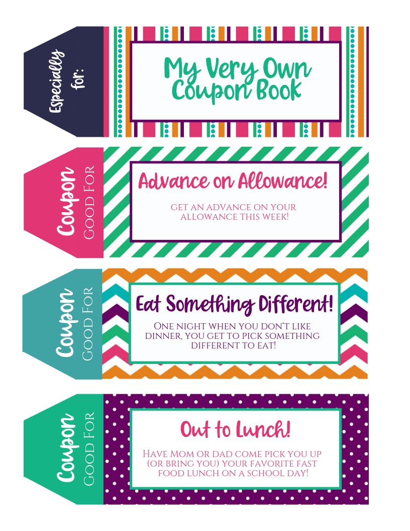 Teenager Printable Coupon Book perfect for Teens and Tweens