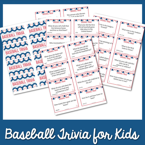 Baseball Trivia For Kids Printable