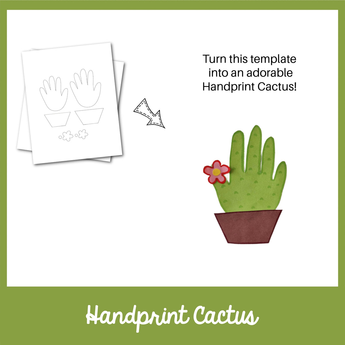 Cactus Handprint Papercraft Template – MicheleTripple