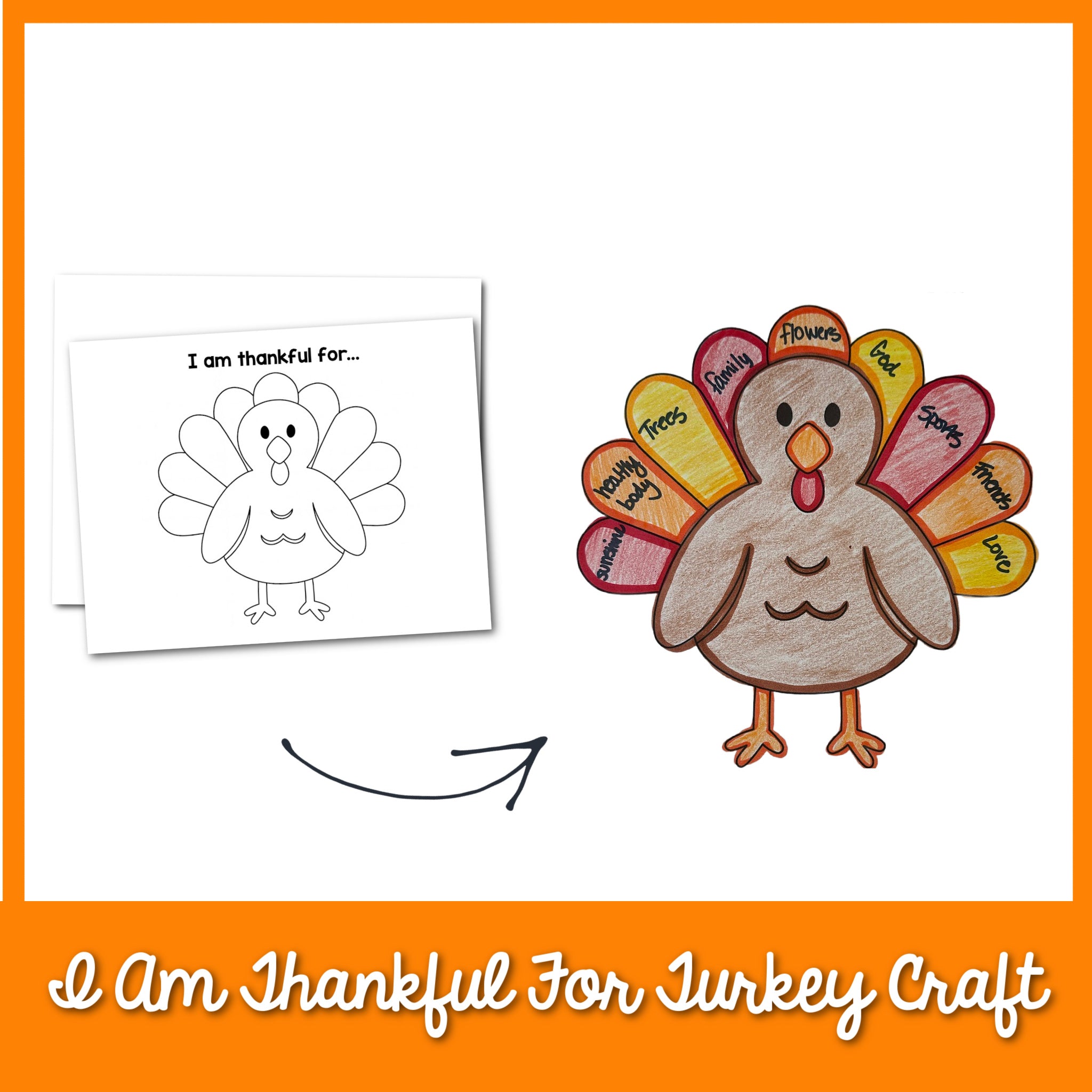 I Am Thankful For Turkey Craft Template