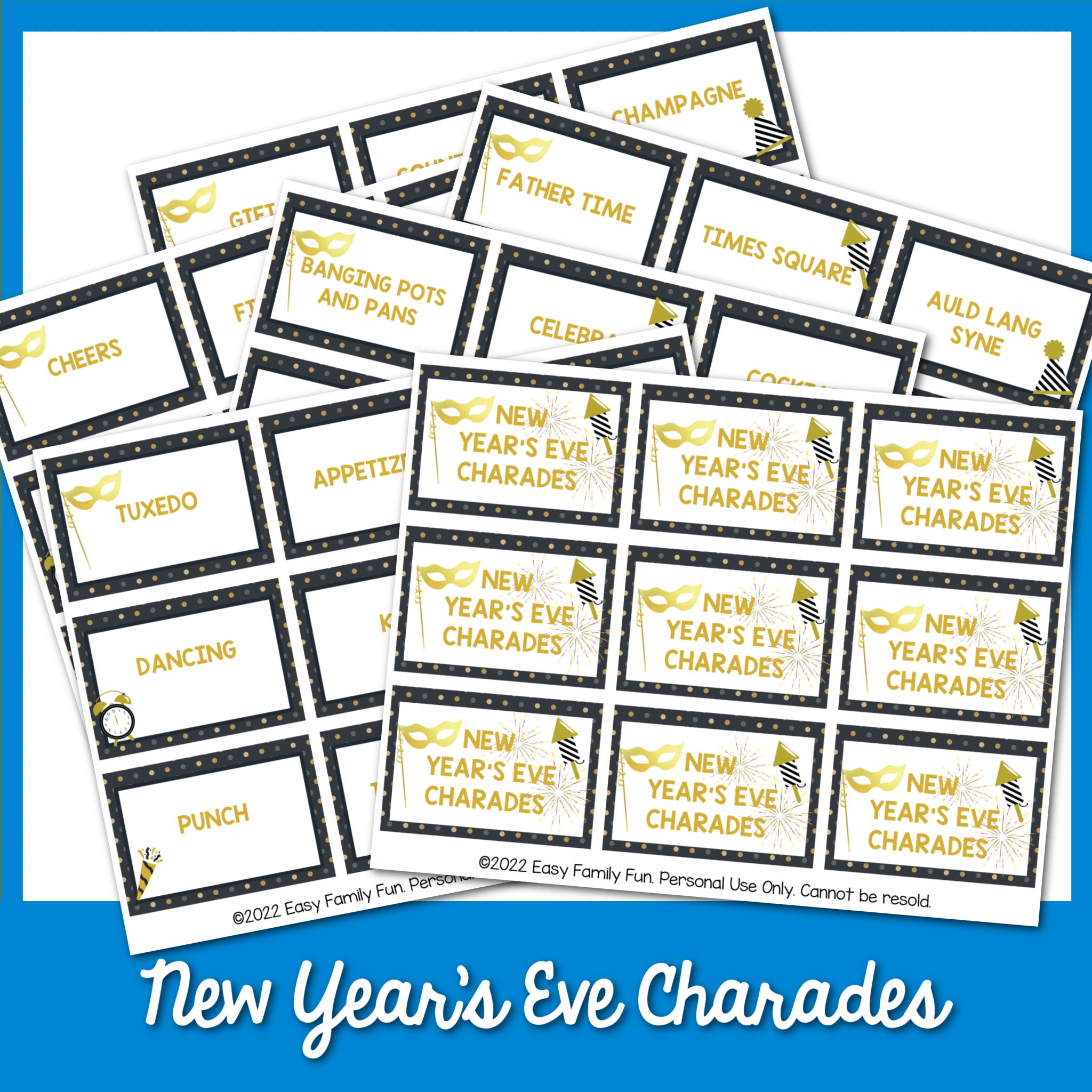 New years eve charades new years charades printable