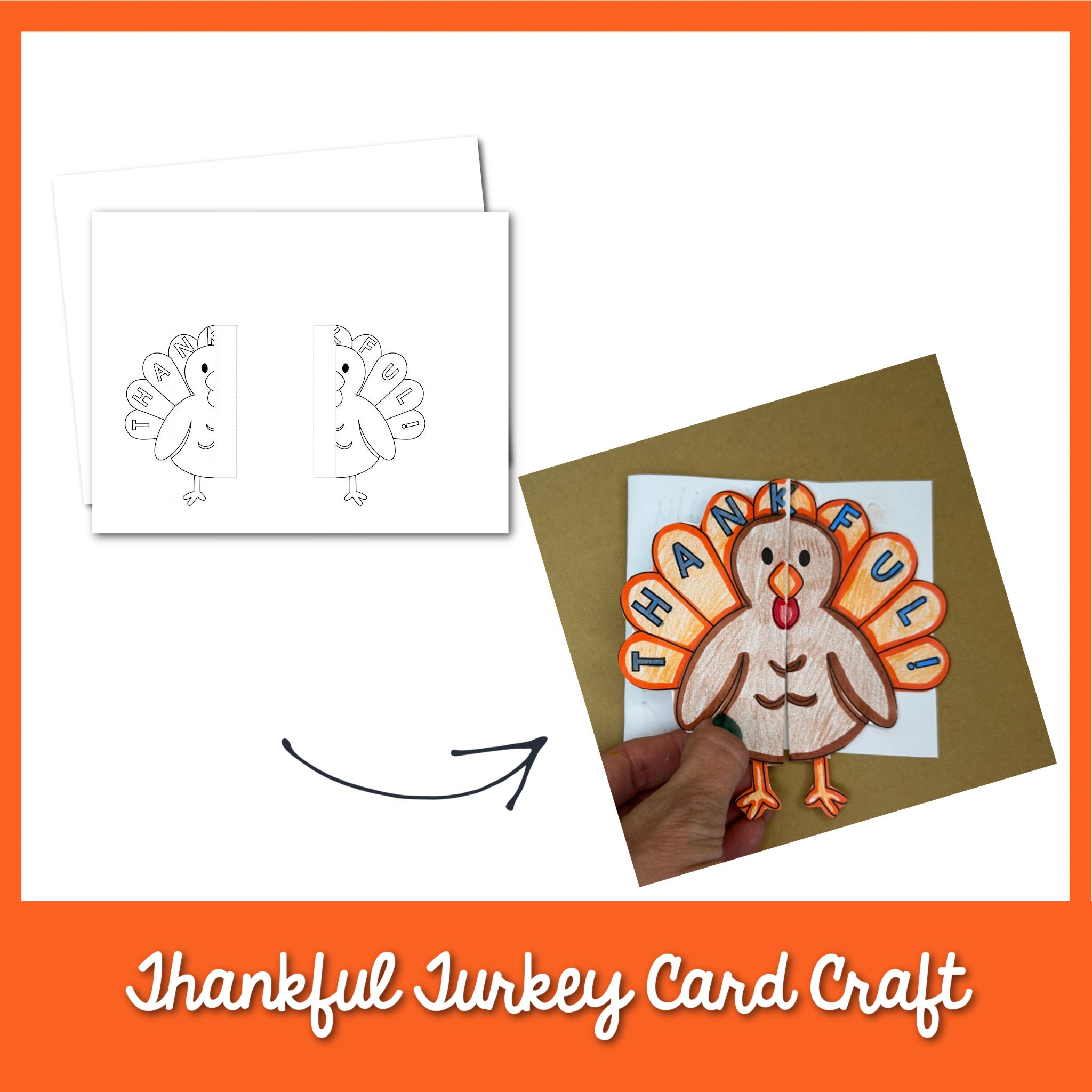 Thankful Turkey Card Craft for Kids Printable Template