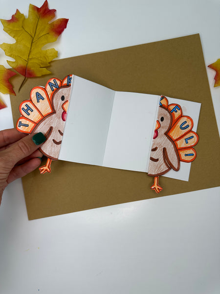 Thankful Turkey Card Craft for Kids Printable Template