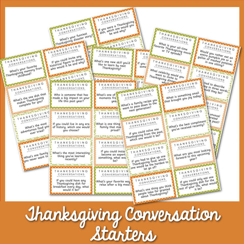 240 Printable Thanksgiving Conversation Starters Cards