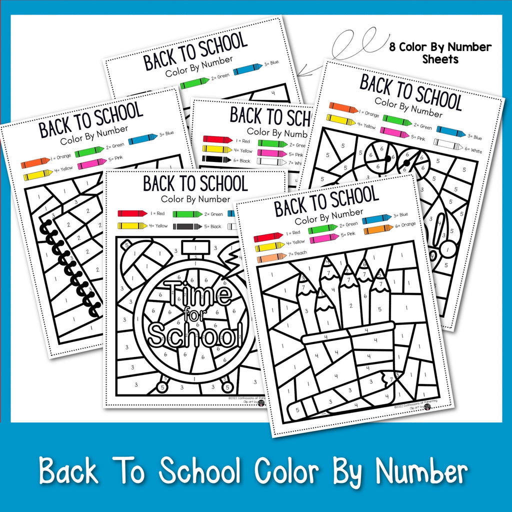 Back to School Coloring Pages, Color by Number