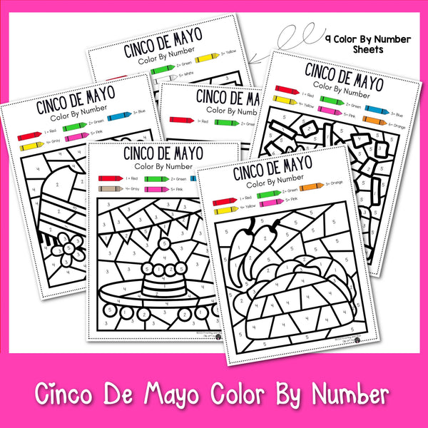 Cinco De Mayo Color by Number Sheets