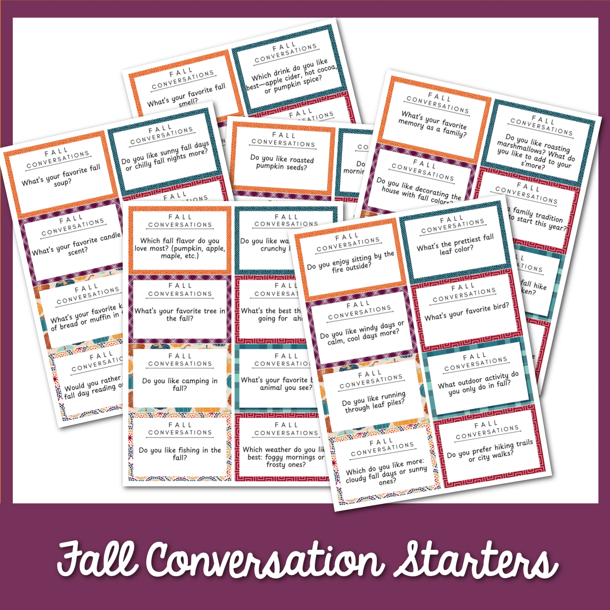 100 Printable Fall Conversation Starters Cards