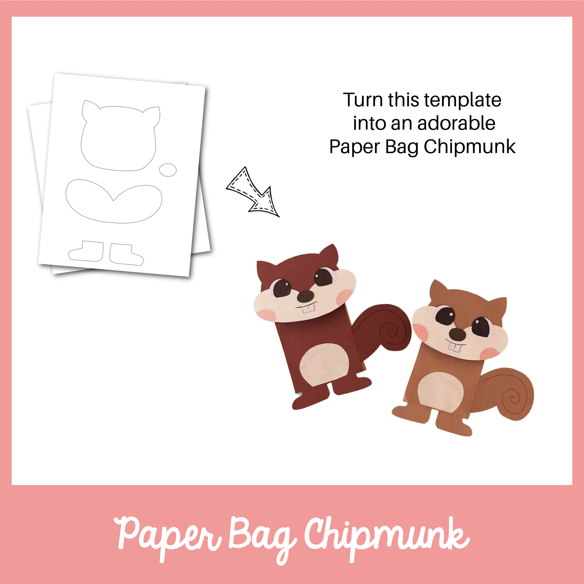 Paper Bag Chipmunk Craft Template