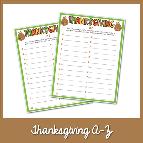 Thanksgiving A–Z Game