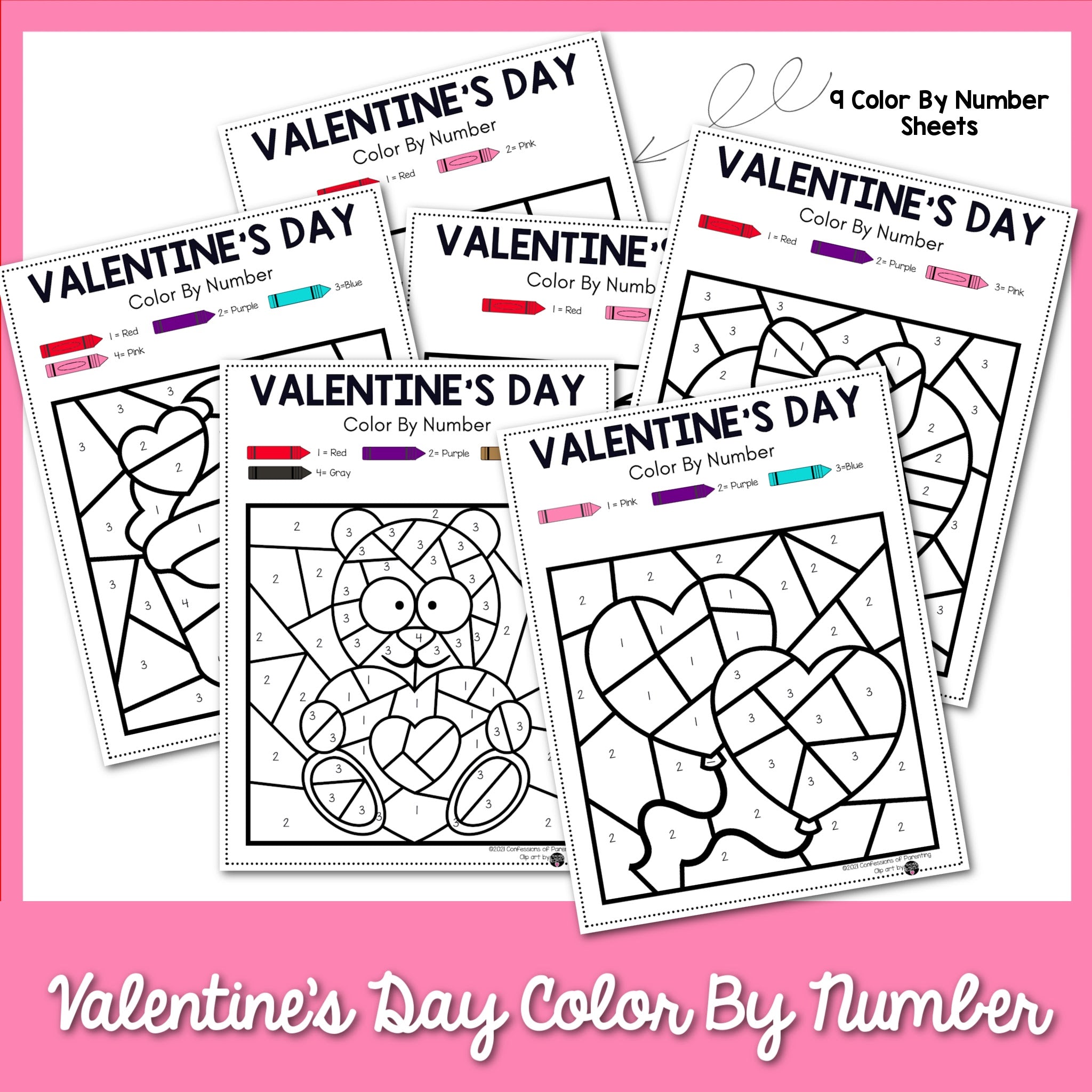 Valentine's Day Color by Number Printable