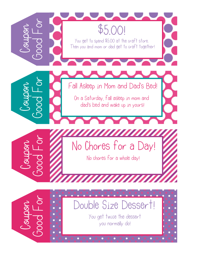 Kids Printable Coupon Book Girls Edition