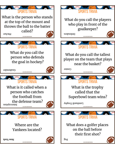 Sports Trivia For Kids Printable