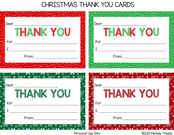 Christmas Thank You Cards for Kids