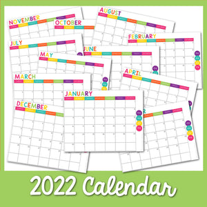 Bright Printable 2022 Calendar