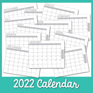 Black and White 2022 Calendar