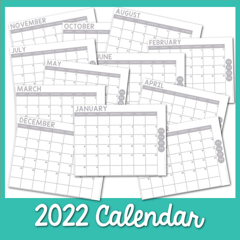 Black and White 2022 Calendar