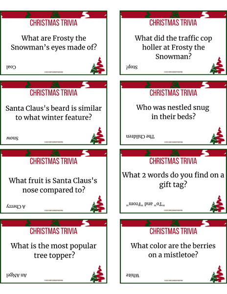 Christmas Trivia for Kids Printable