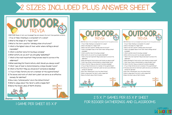 Outdoor Trivia Questions Printable