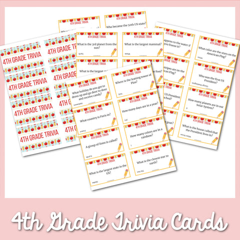 4th Grade Trivia Cards
