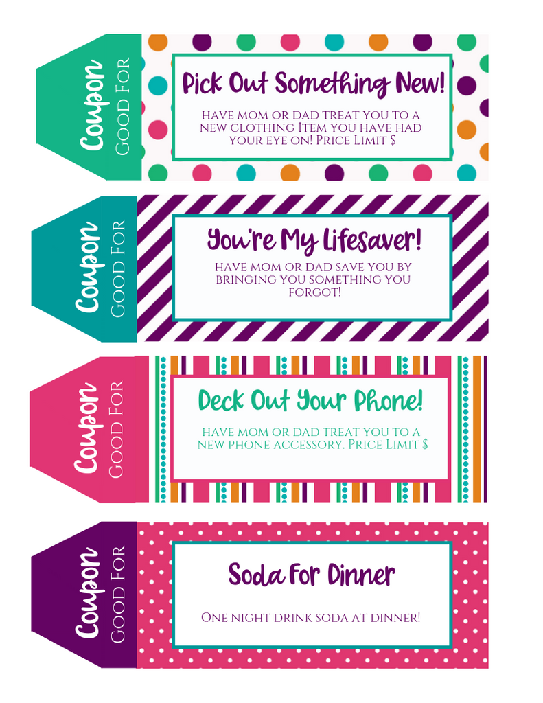 Teenager Printable Coupon Book perfect for Teens and Tweens