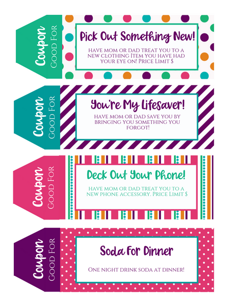 Teenager Printable Coupon Book perfect for Teens and Tweens!