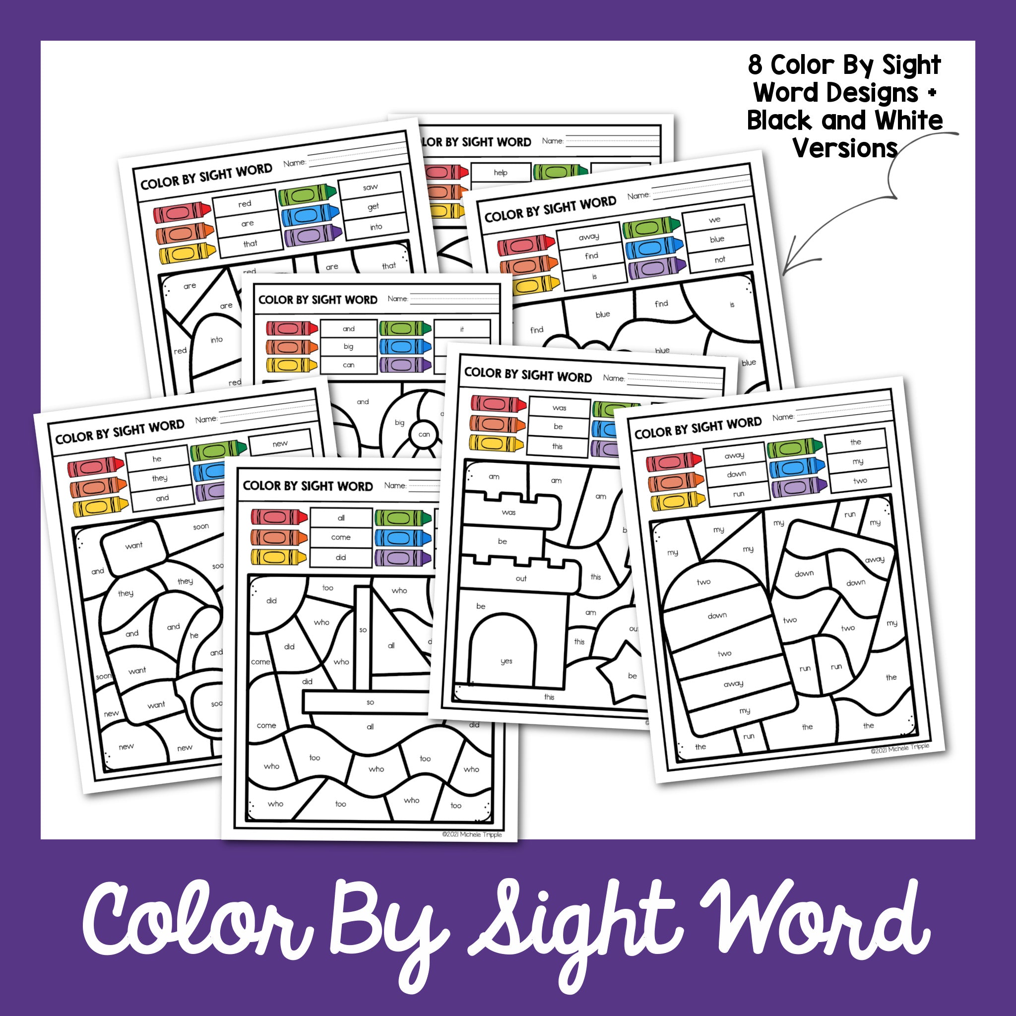 Color by Sight Word Worksheets: Summer Version