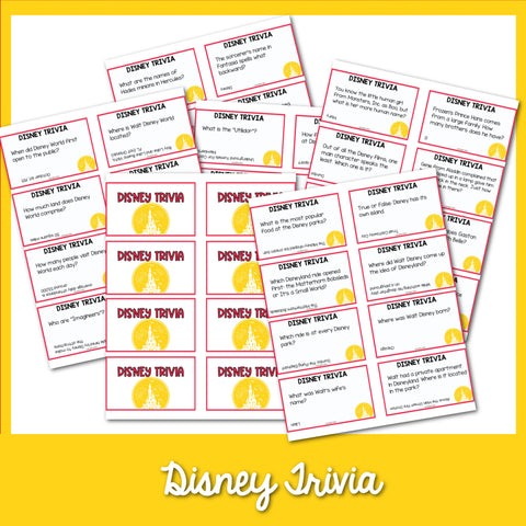 Disney Trivia Printable Cards