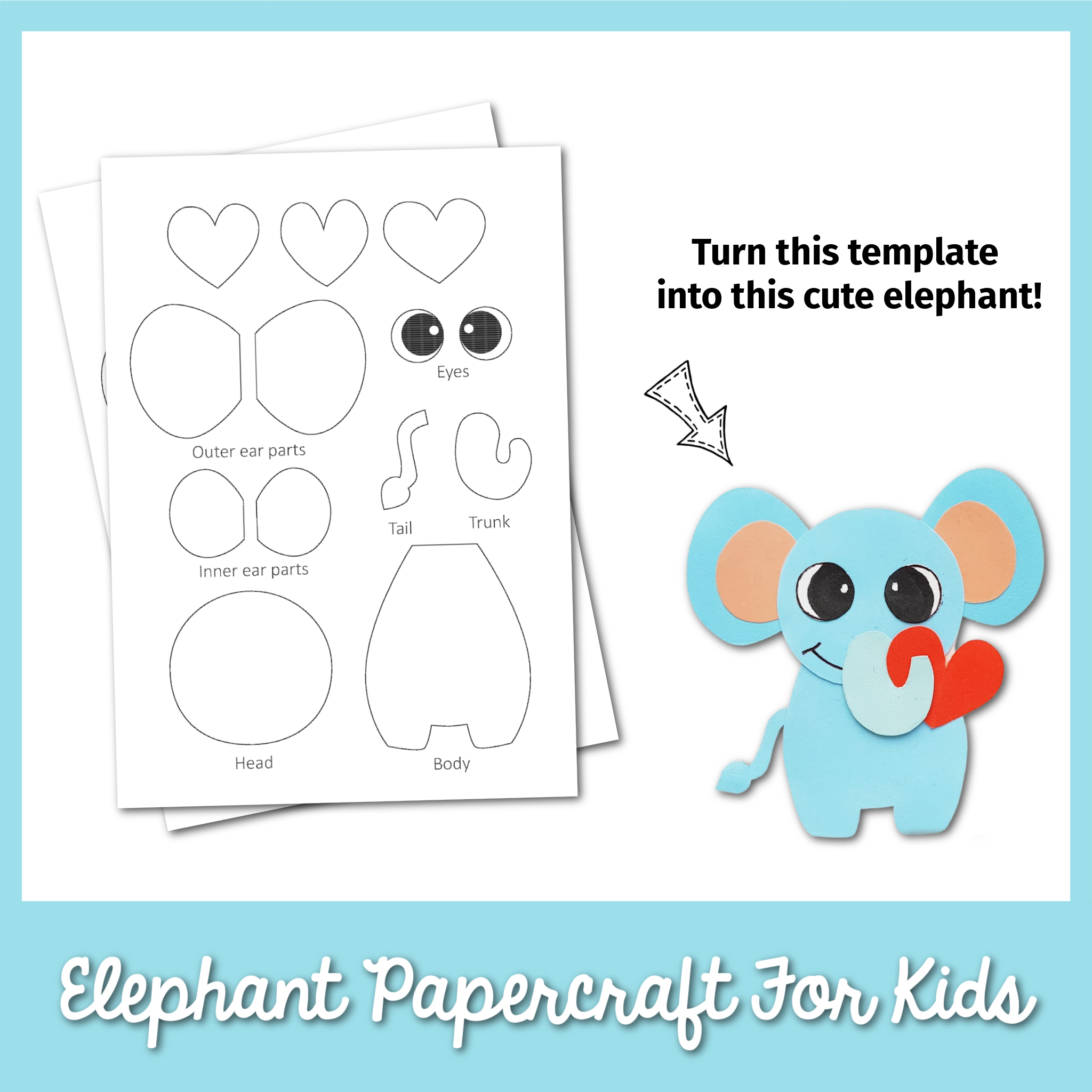 Elephant Papercraft for Kids Template