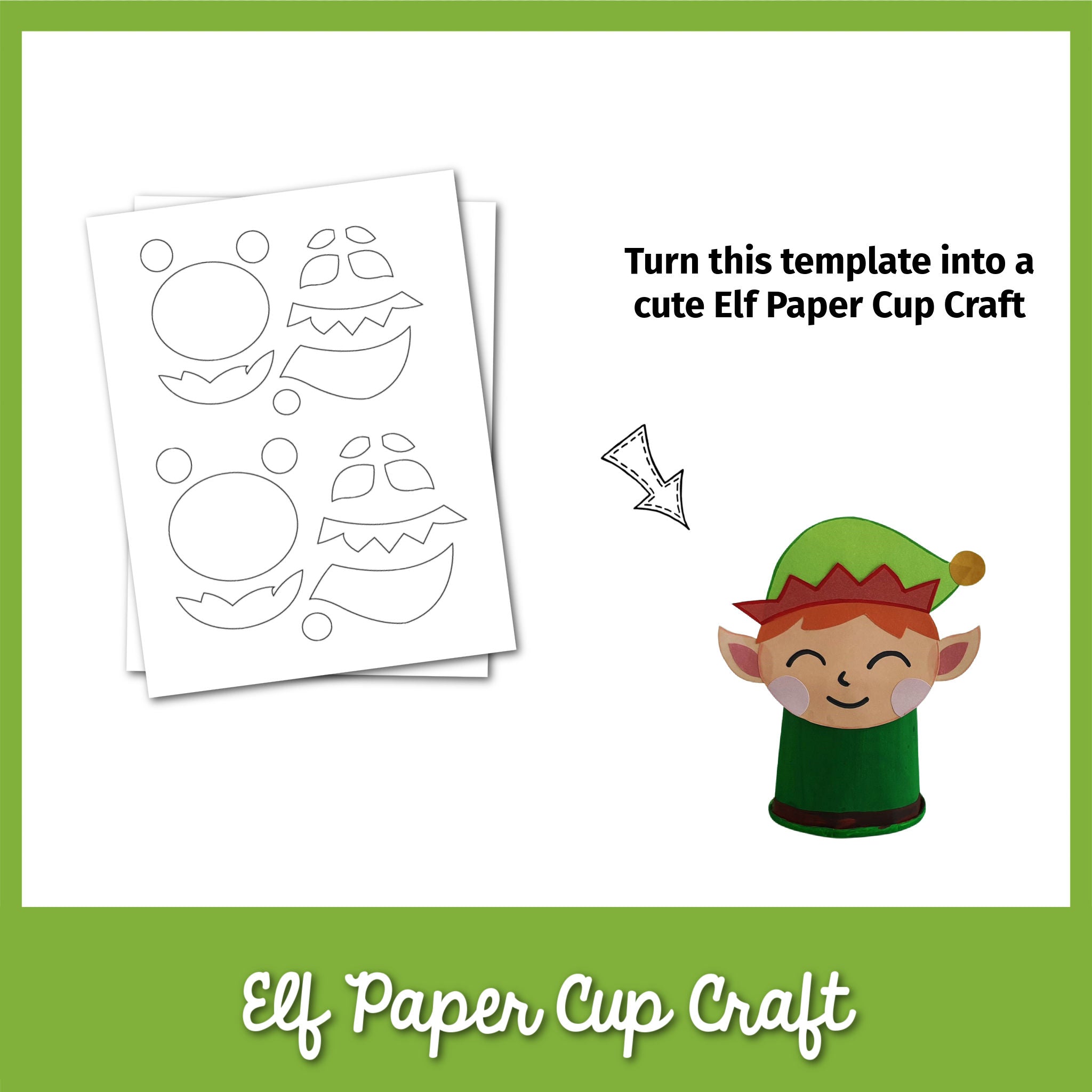 Elf Paper Cup Craft Template
