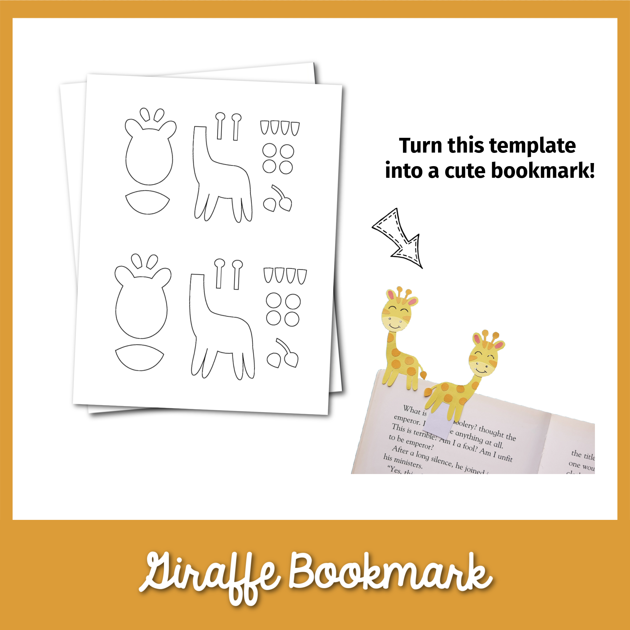 Giraffe Bookmark Template