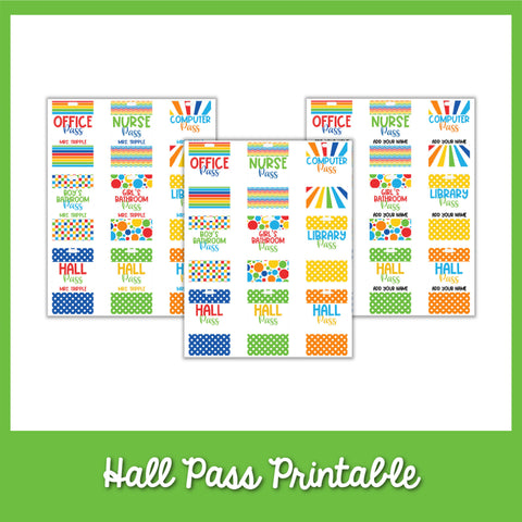 Editable Hall Pass Printables