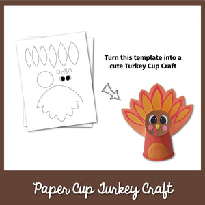 Paper Cup Turkey Craft Template