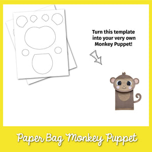 Monkey Paper Bag Puppet Template