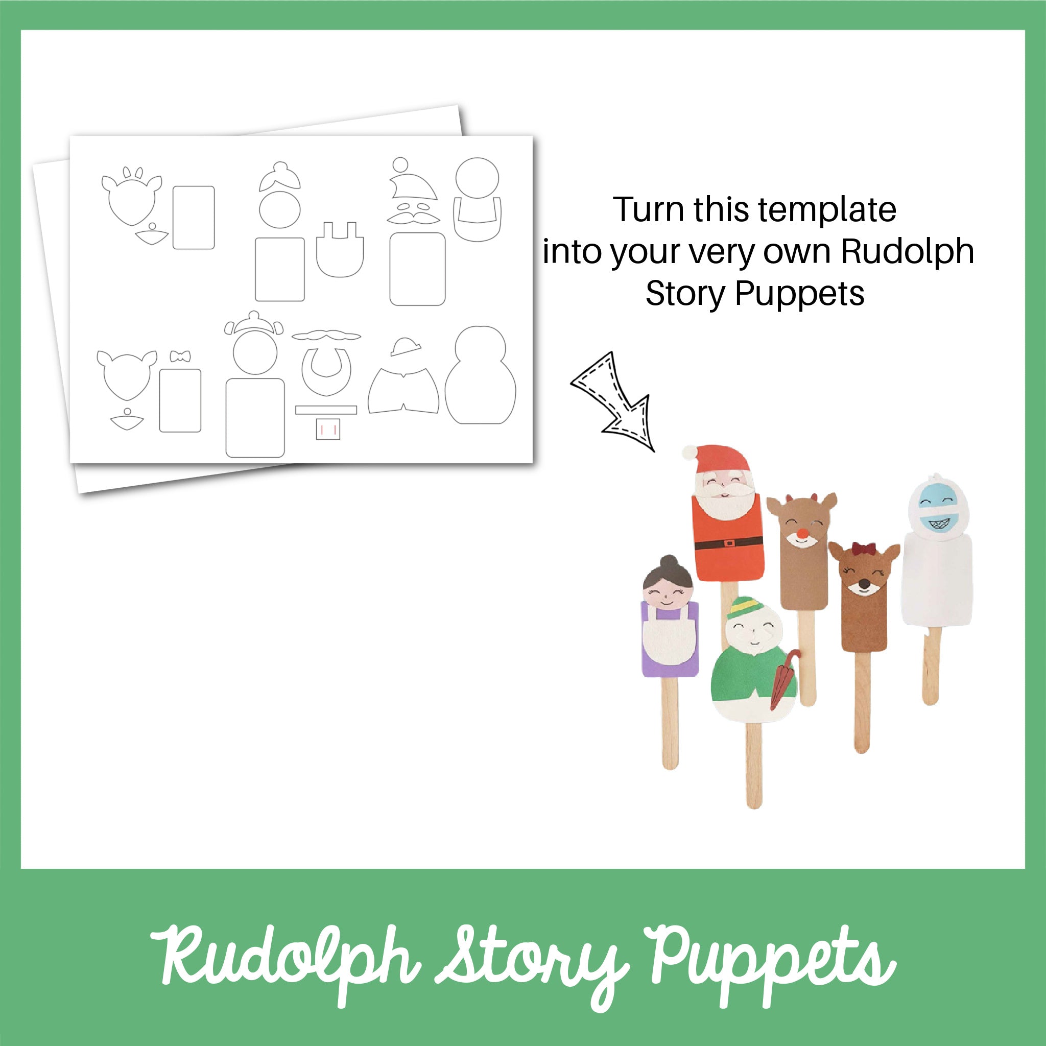 Rudolph Story Puppets Craft Template