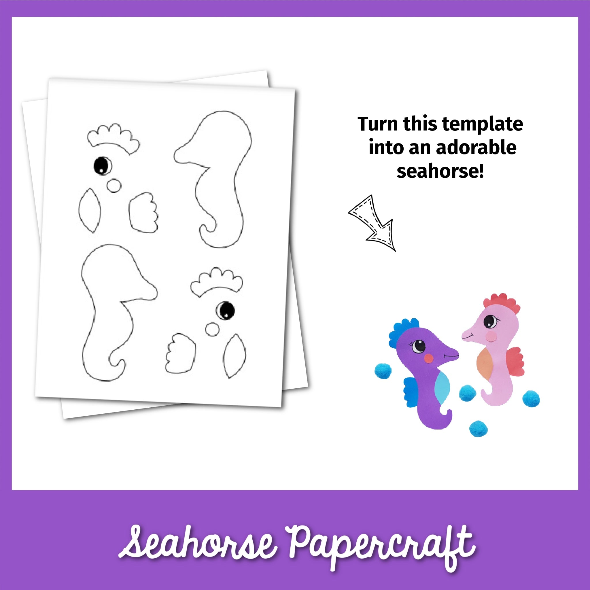Seahorse Papercraft Template