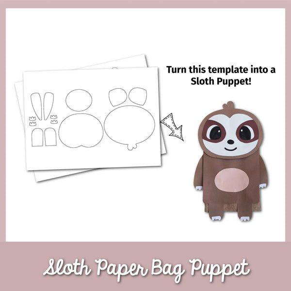 Sloth Paper Toy Sloth Paper Bag Puppet – MicheleTripple