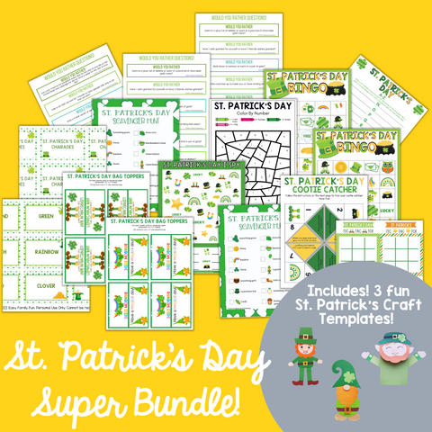 St. Patrick's Day Themed Super Bundle of Activities, Games, and Crafts