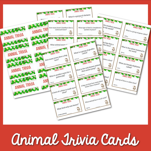Animal Trivia for Kids Cards