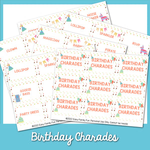 Birthday Charade Cards