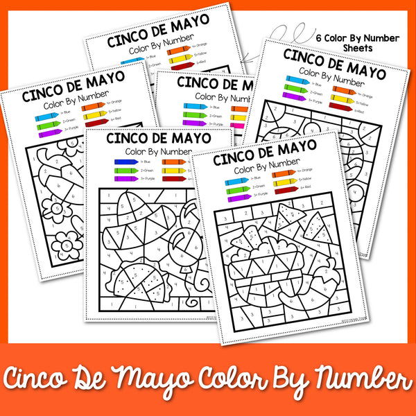 Cinco De Mayo Color by Number Sheets