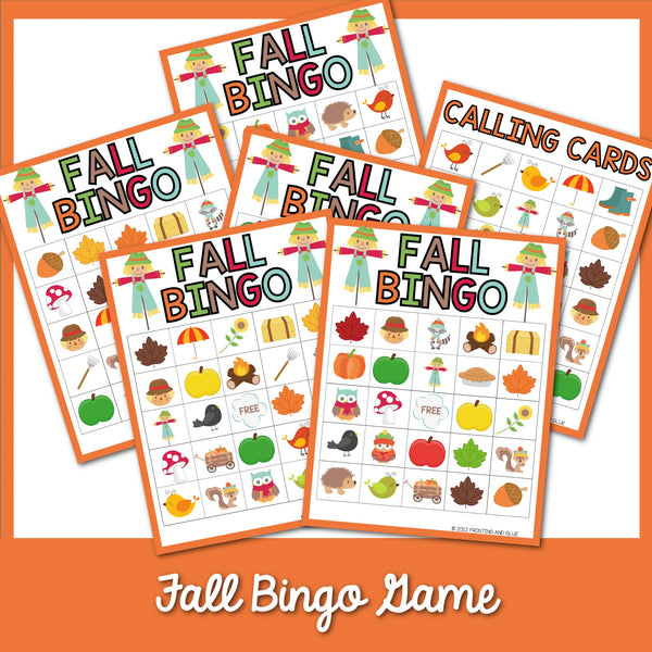 fall bingo game with orange border