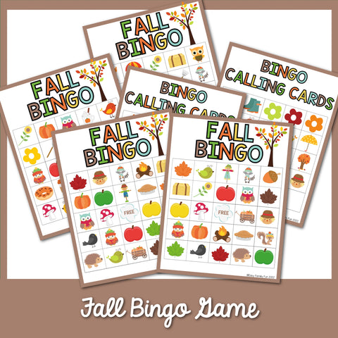 fall bingo game with brown border