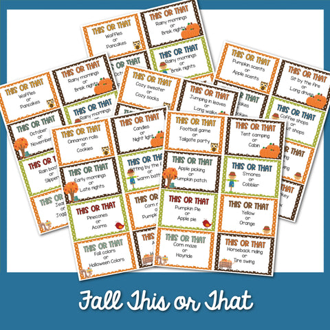 50 + Fall This or That Printable Cards